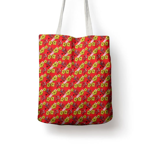 Dolphins Mascot Tote Bag Tropical Hibiscus Floral Seamless Rugby Mascot