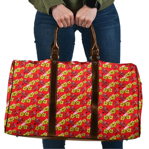 Dolphins Mascot Travel Bag Tropical Hibiscus Floral Seamless Rugby Mascot