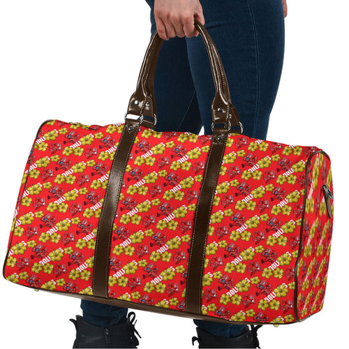 Dolphins Mascot Travel Bag Tropical Hibiscus Floral Seamless Rugby Mascot