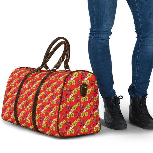 Dolphins Mascot Travel Bag Tropical Hibiscus Floral Seamless Rugby Mascot