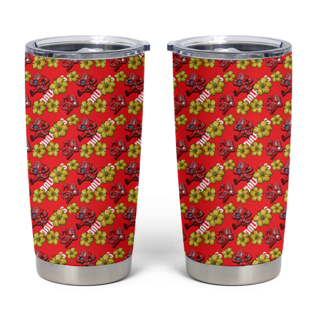 Dolphins Mascot Tumbler Cup Tropical Hibiscus Floral Seamless Rugby Mascot