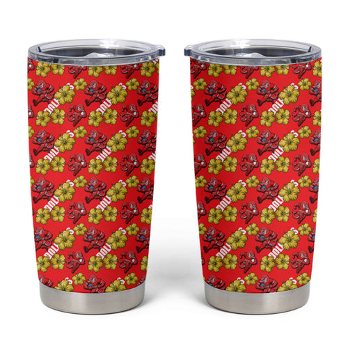 Dolphins Mascot Tumbler Cup Tropical Hibiscus Floral Seamless Rugby Mascot