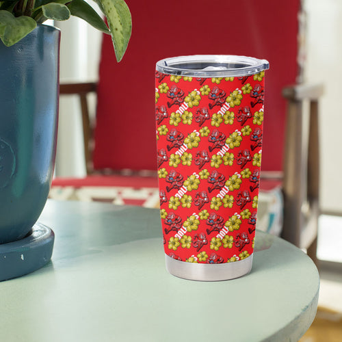 Dolphins Mascot Tumbler Cup Tropical Hibiscus Floral Seamless Rugby Mascot