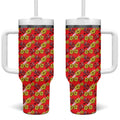 Dolphins Mascot Tumbler With Handle Tropical Hibiscus Floral Seamless Rugby Mascot