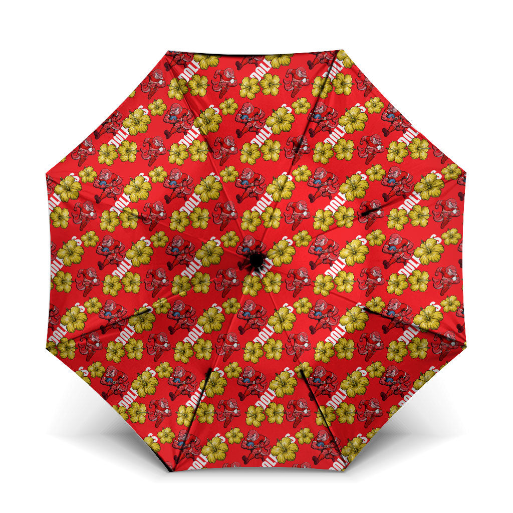 Dolphins Mascot Umbrella Tropical Hibiscus Floral Seamless Rugby Mascot