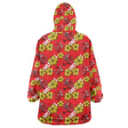 Dolphins Mascot Wearable Blanket Hoodie Tropical Hibiscus Floral Seamless Rugby Mascot