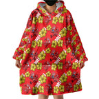 Dolphins Mascot Wearable Blanket Hoodie Tropical Hibiscus Floral Seamless Rugby Mascot
