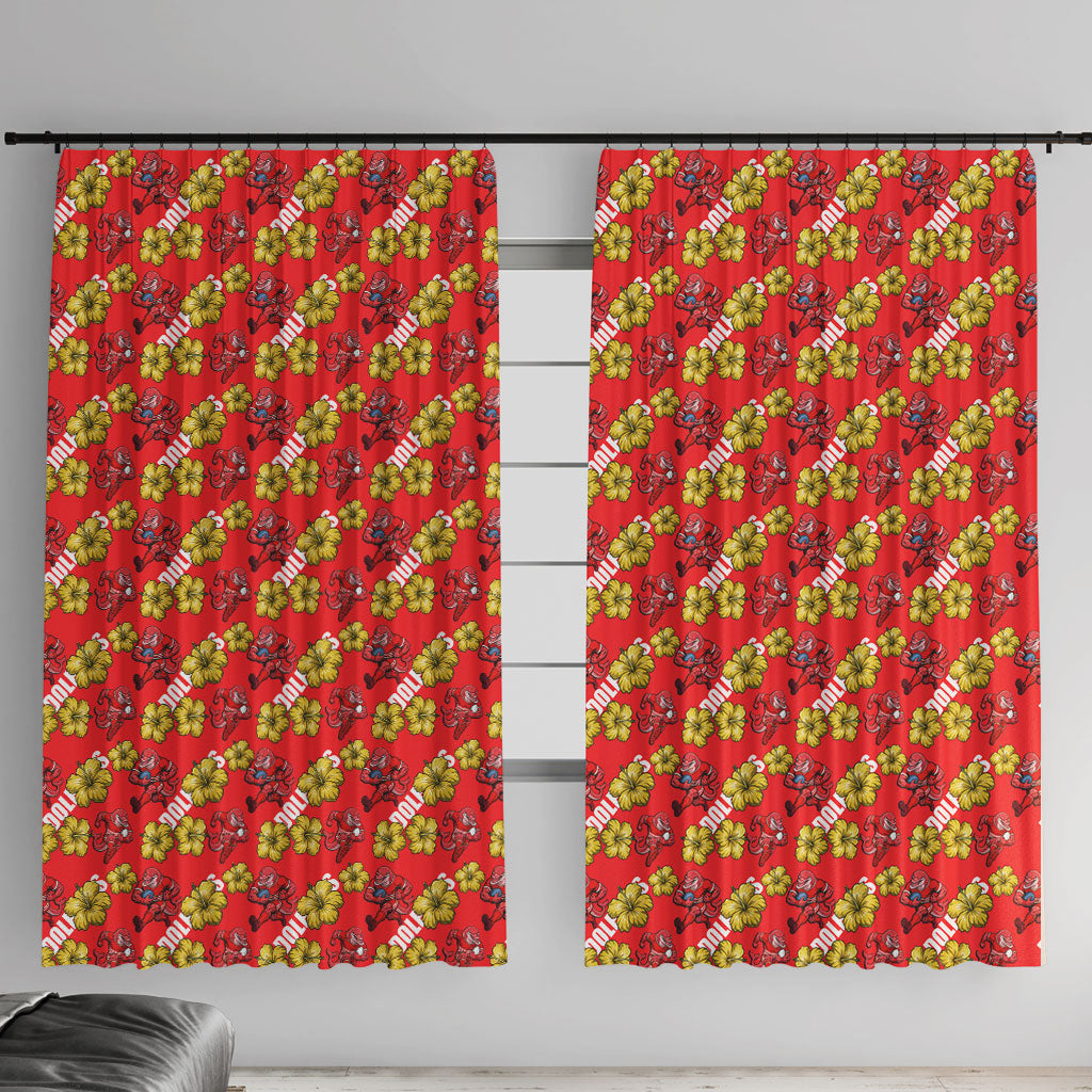 Dolphins Mascot Window Curtain Tropical Hibiscus Floral Seamless Rugby Mascot