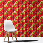 Dolphins Mascot Window Curtain Tropical Hibiscus Floral Seamless Rugby Mascot