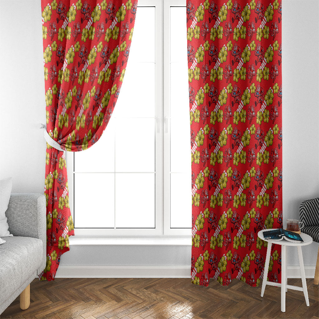 Dolphins Mascot Window Curtain Tropical Hibiscus Floral Seamless Rugby Mascot