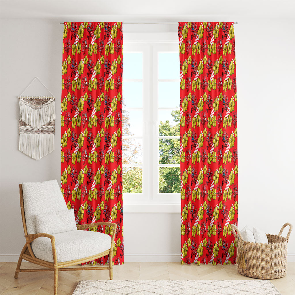 Dolphins Mascot Window Curtain Tropical Hibiscus Floral Seamless Rugby Mascot