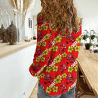Dolphins Mascot Women Casual Shirt Tropical Hibiscus Floral Seamless Rugby Mascot