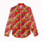 Dolphins Mascot Women Casual Shirt Tropical Hibiscus Floral Seamless Rugby Mascot
