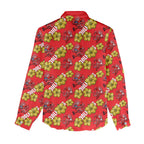 Dolphins Mascot Women Casual Shirt Tropical Hibiscus Floral Seamless Rugby Mascot