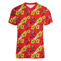 Dolphins Mascot Women V-Neck T-Shirt Tropical Hibiscus Floral Seamless Rugby Mascot