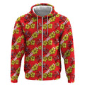 Dolphins Mascot Zip Hoodie Tropical Hibiscus Floral Seamless Rugby Mascot