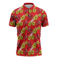 Dolphins Mascot Zipper Polo Shirt Tropical Hibiscus Floral Seamless Rugby Mascot