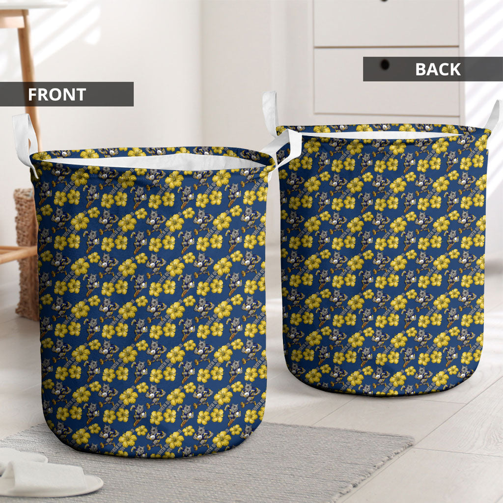 North Queensland Cowboys Laundry Basket Tropical Hibiscus Floral Seamless Rugby Mascot