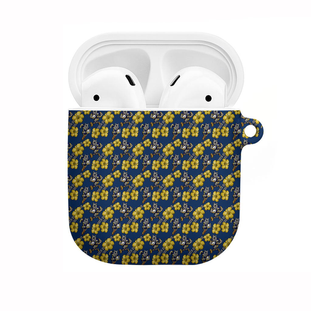 North Queensland Cowboys AirPods Case Tropical Hibiscus Floral Seamless Rugby Mascot