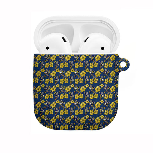 North Queensland Cowboys AirPods Case Tropical Hibiscus Floral Seamless Rugby Mascot