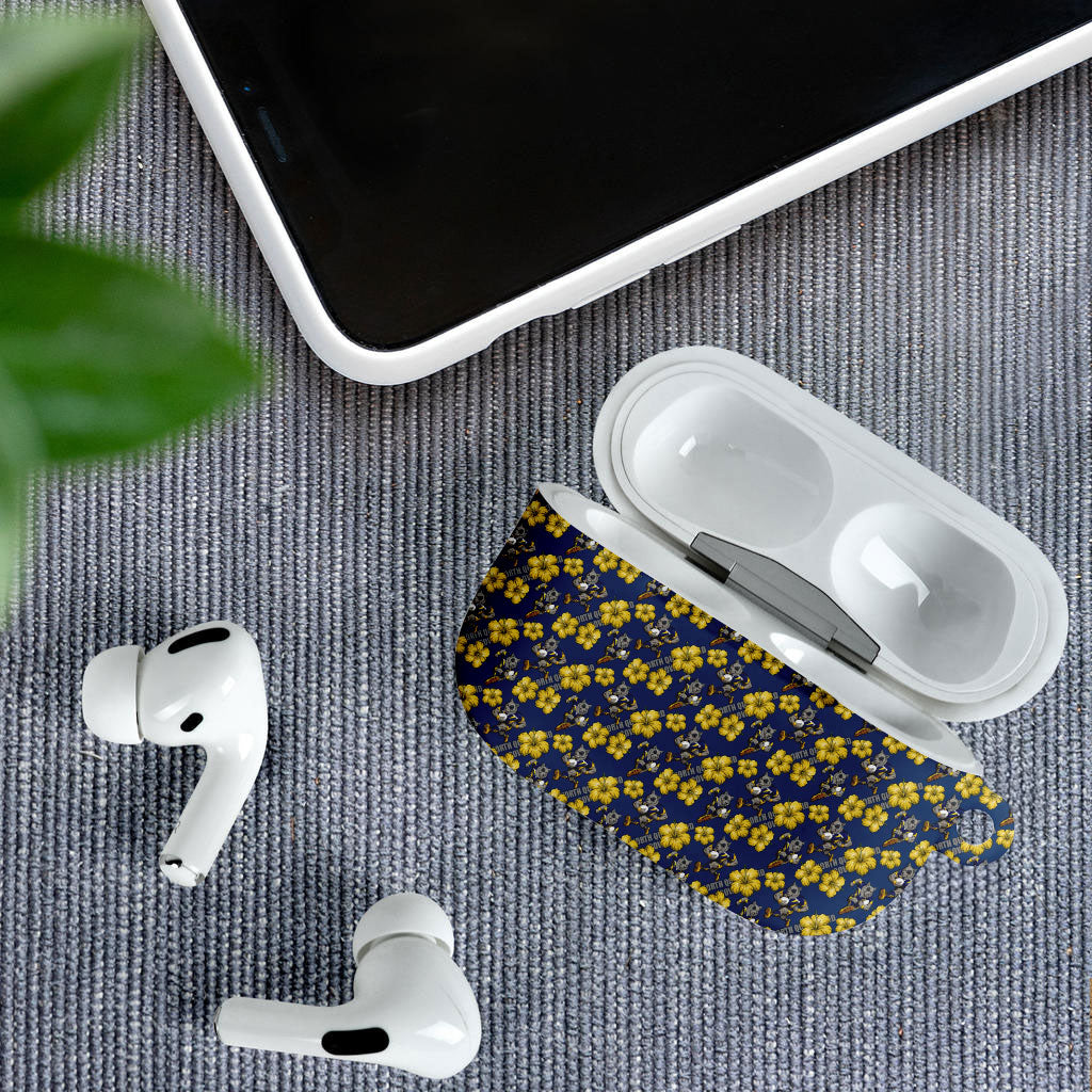 North Queensland Cowboys AirPods Case Tropical Hibiscus Floral Seamless Rugby Mascot