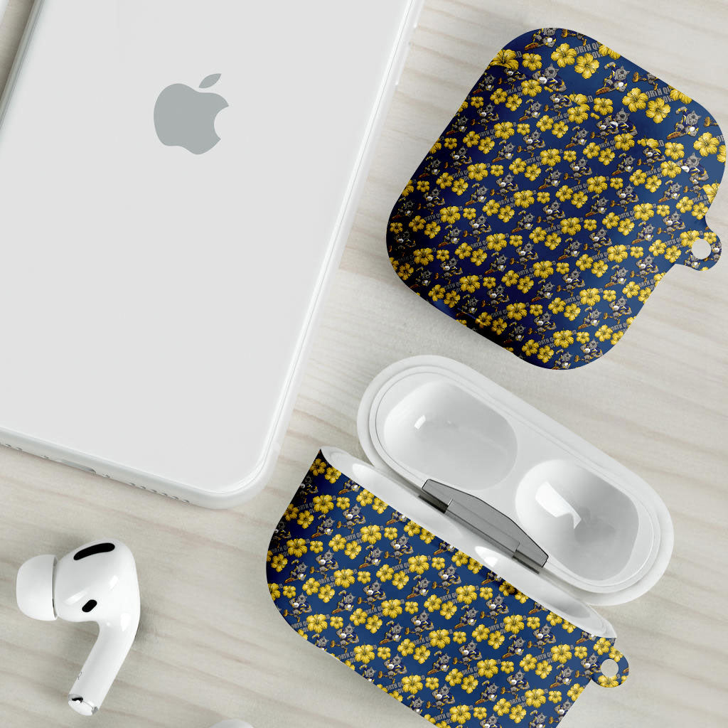 North Queensland Cowboys AirPods Case Tropical Hibiscus Floral Seamless Rugby Mascot