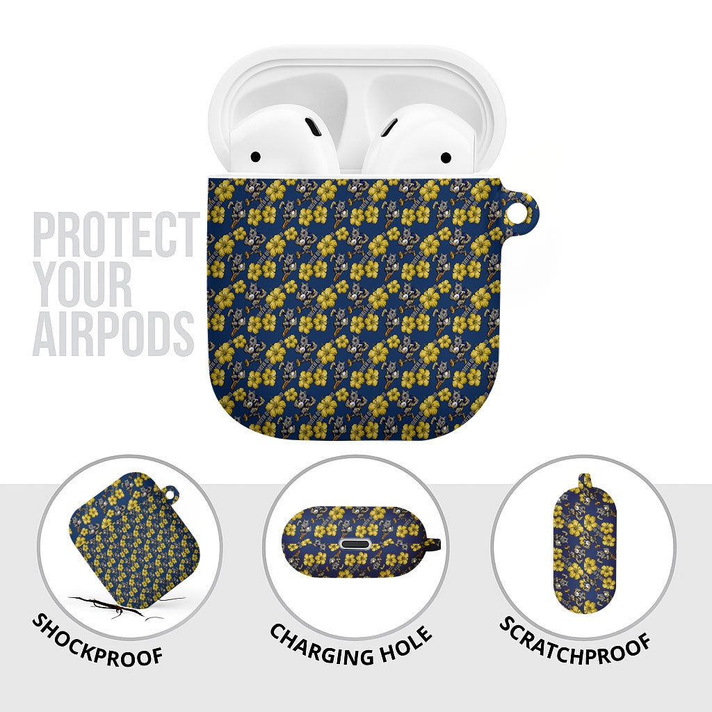 North Queensland Cowboys AirPods Case Tropical Hibiscus Floral Seamless Rugby Mascot