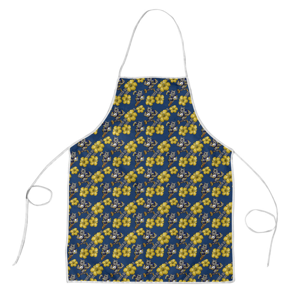 North Queensland Cowboys Apron Tropical Hibiscus Floral Seamless Rugby Mascot