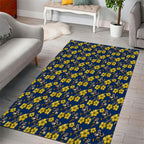 North Queensland Cowboys Area Rug Tropical Hibiscus Floral Seamless Rugby Mascot