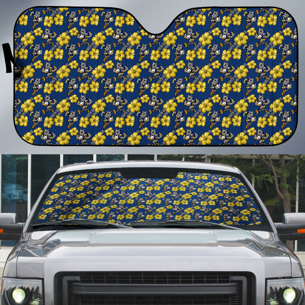 North Queensland Cowboys Auto Sun Shade Tropical Hibiscus Floral Seamless Rugby Mascot