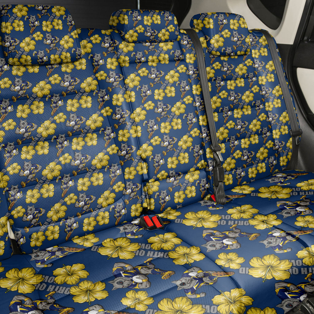 North Queensland Cowboys Back Car Seat Cover Tropical Hibiscus Floral Seamless Rugby Mascot