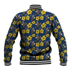 North Queensland Cowboys Baseball Jacket Tropical Hibiscus Floral Seamless Rugby Mascot