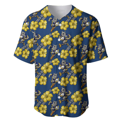 North Queensland Cowboys Baseball Jersey Tropical Hibiscus Floral Seamless Rugby Mascot