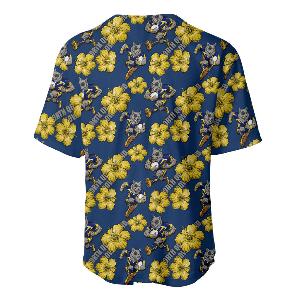 North Queensland Cowboys Baseball Jersey Tropical Hibiscus Floral Seamless Rugby Mascot