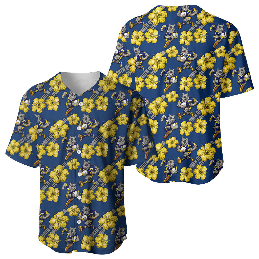 North Queensland Cowboys Baseball Jersey Tropical Hibiscus Floral Seamless Rugby Mascot