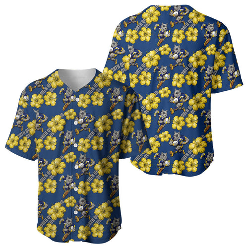North Queensland Cowboys Baseball Jersey Tropical Hibiscus Floral Seamless Rugby Mascot