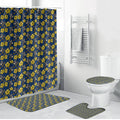 North Queensland Cowboys Bathroom Set Tropical Hibiscus Floral Seamless Rugby Mascot