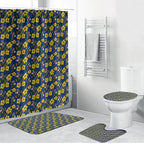 North Queensland Cowboys Bathroom Set Tropical Hibiscus Floral Seamless Rugby Mascot