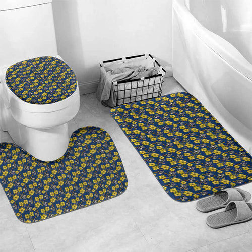 North Queensland Cowboys Bathroom Set Tropical Hibiscus Floral Seamless Rugby Mascot