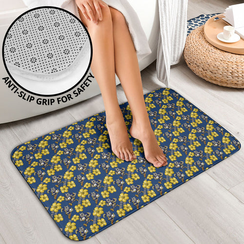 North Queensland Cowboys Bathroom Set Tropical Hibiscus Floral Seamless Rugby Mascot