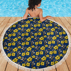 North Queensland Cowboys Beach Blanket Tropical Hibiscus Floral Seamless Rugby Mascot
