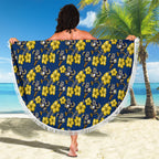 North Queensland Cowboys Beach Blanket Tropical Hibiscus Floral Seamless Rugby Mascot