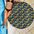 North Queensland Cowboys Beach Blanket Tropical Hibiscus Floral Seamless Rugby Mascot