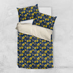 North Queensland Cowboys Bedding Set Tropical Hibiscus Floral Seamless Rugby Mascot