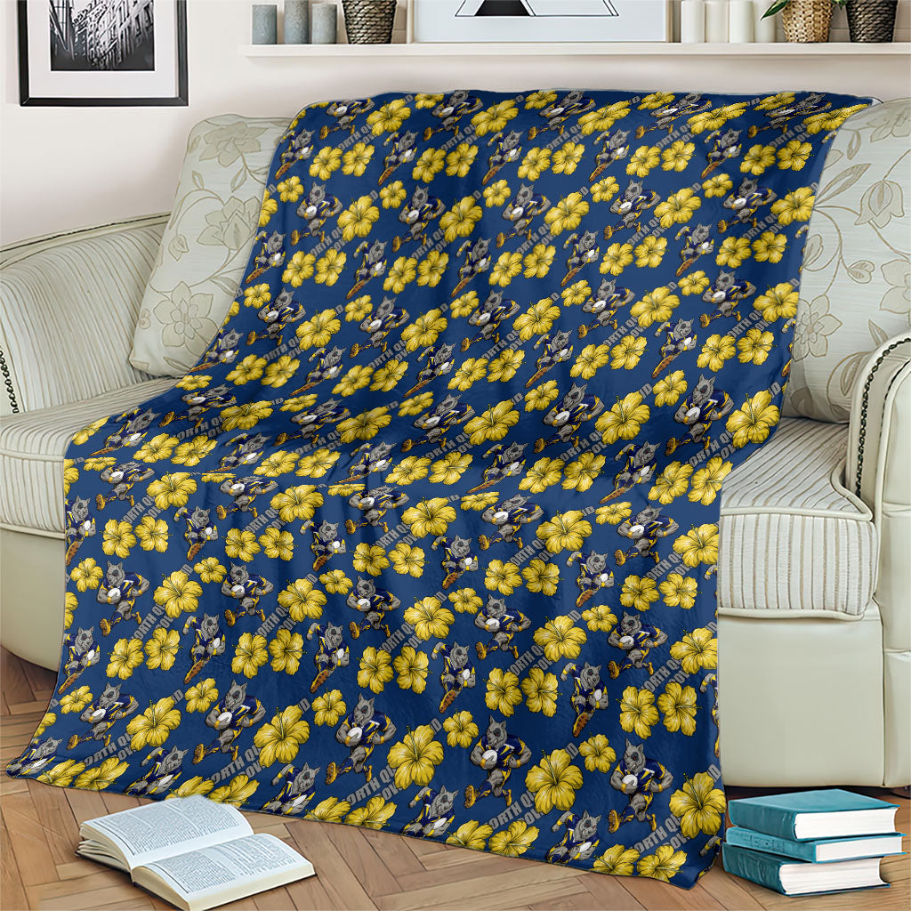North Queensland Cowboys Blanket Tropical Hibiscus Floral Seamless Rugby Mascot