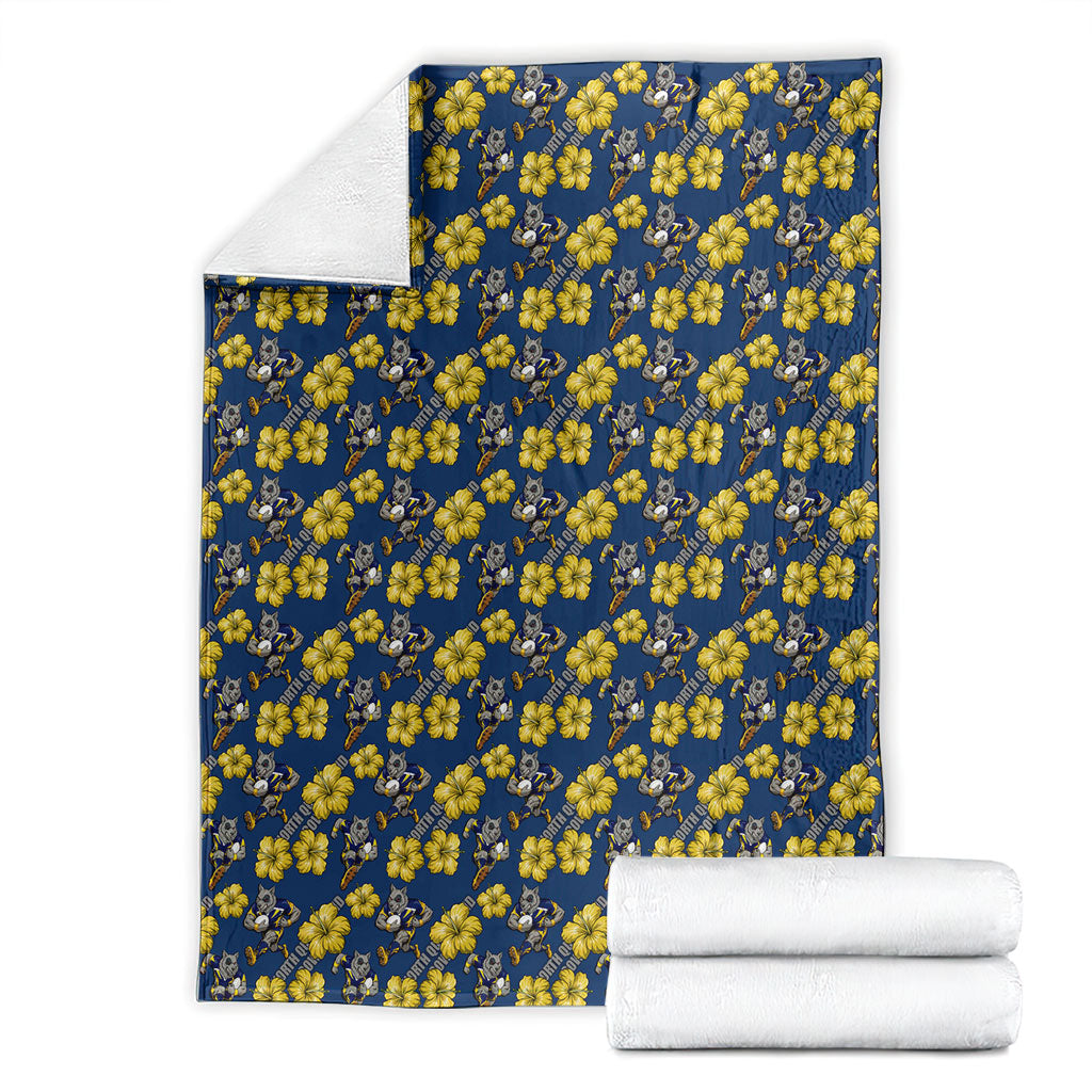North Queensland Cowboys Blanket Tropical Hibiscus Floral Seamless Rugby Mascot