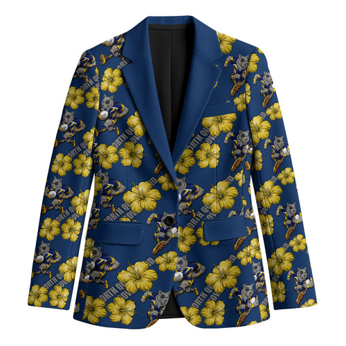 North Queensland Cowboys Blazer Tropical Hibiscus Floral Seamless Rugby Mascot