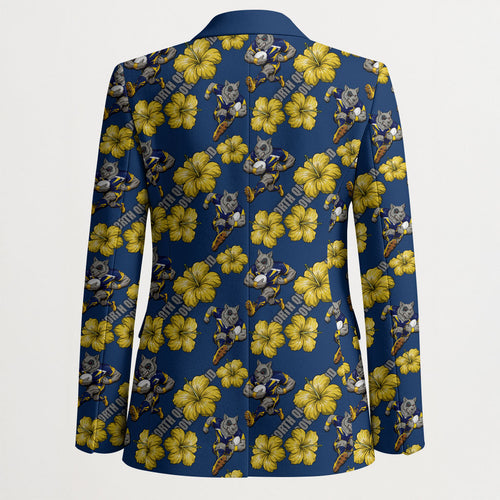 North Queensland Cowboys Blazer Tropical Hibiscus Floral Seamless Rugby Mascot