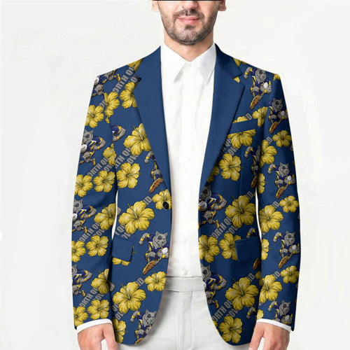 North Queensland Cowboys Blazer Tropical Hibiscus Floral Seamless Rugby Mascot