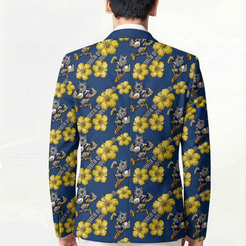 North Queensland Cowboys Blazer Tropical Hibiscus Floral Seamless Rugby Mascot